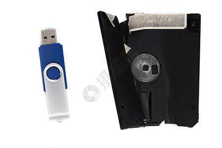 软盘和usb 磁盘技术办公室记忆电子产品数据袖珍贮存塑料光盘电脑图片