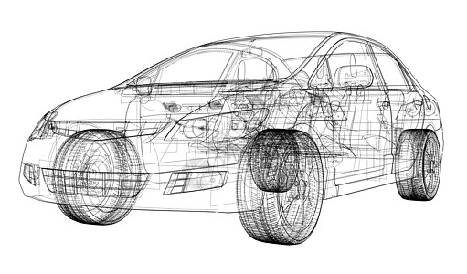 汽车数字化线框蓝图高清图片