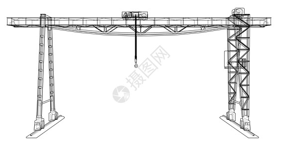 龙门吊 线框 矢量 EPS10 格式运输起重机建造裁剪草图白色工程建筑师金属技术图片