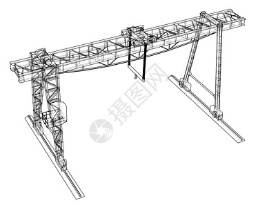 龙门吊 线框 矢量 EPS10 格式裁剪白色建筑师工程黑色工厂技术绘画蓝图草图图片