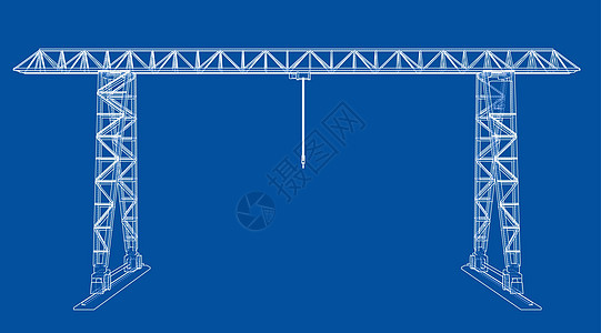龙门吊 线框 矢量 EPS10 格式植物工程铁轨运输作坊起重机建造力量龙门架金属图片
