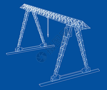 龙门吊 线框 矢量 EPS10 格式绘画工业建造工程龙门架铁轨运输工厂生长白色图片