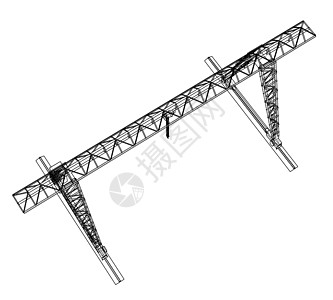 龙门吊 线框 矢量 EPS10 格式起重机蓝图技术裁剪工业白色生长草图黑色货运图片