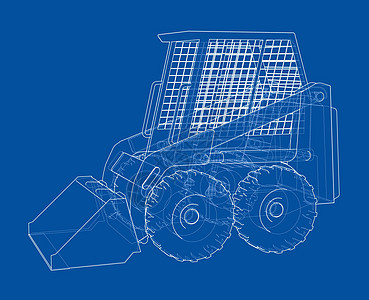 迷你装载机 它制作图案矢量搬运工车轮刀刃装载机挖掘机机器插图草图建筑机械图片