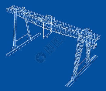 龙门吊 线框 矢量 EPS10 格式工程绳索绘画龙门架工业裁剪起重机白色蓝图建造图片
