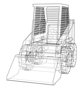 迷你装载机 它制作图案矢量拖拉机建筑挖掘插图推土机地面装载机液压汽车机器图片