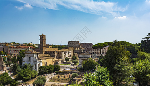 来自意大利罗马Palantine山的Colosseum和罗马论坛建筑学历史地标名城国家斗兽场树木纪念碑城市文化图片
