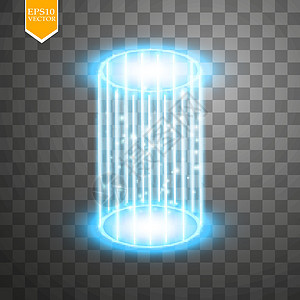 神奇的幻想门户 未来传送 灯光效果 夜景的蓝色蜡烛光线与透明背景上的火花 讲台的空光效果 迪斯科俱乐部舞池射线科学速度微光球体工图片
