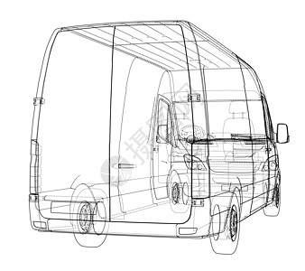 概念车 韦克托保险杠货物送货货车绘画技术汽车蓝图数字化插图图片