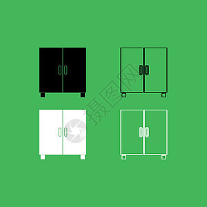 橱柜或橱柜图标黑色和白色颜色 se图片