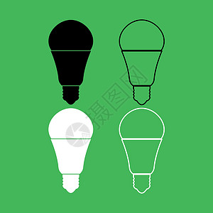LED 灯泡图标 黑色和白色套件背景图片