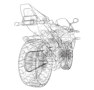 运动摩托车技术线框  3 的矢量渲染运输菜刀金属绘画头盔越野驾驶引擎车轮插图图片