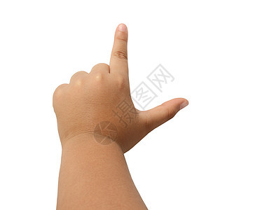 孩子手手指拼写字母 L 符号孤立 cl图片