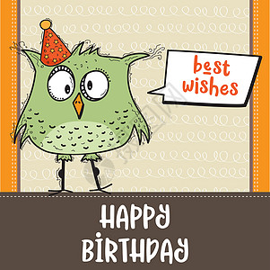 生日快乐卡与有趣的涂鸦 bir乐趣卡通片庆典喜悦艺术卡片周年剪贴簿动物公告图片