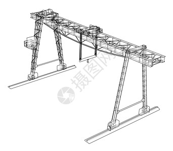 龙门吊 线框 矢量 EPS10 格式铁轨工程作坊金属工业起重机植物货运运输龙门架图片
