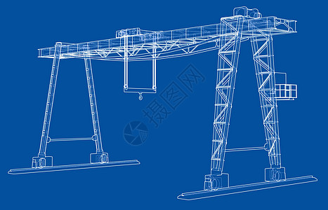 龙门吊 线框 矢量 EPS10 格式植物金属龙门架货运白色草图裁剪运输技术绘画图片