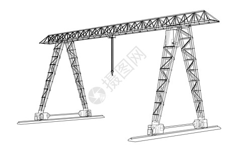 龙门吊 线框 矢量 EPS10 格式建筑师白色绳索植物建造龙门架工厂工业技术绘画图片