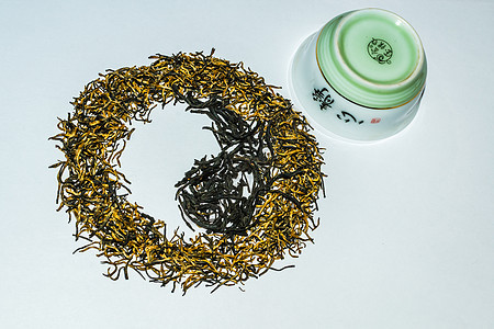 中国茶和碗杯子文化叶子桌子饮料茶壶木头草本植物竹子食物图片