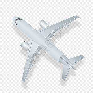 飞机顶视图 矢量图高 detaled 飞机 航空公司概念旅行客机 喷气式商用飞机在方格背景下被隔离图片