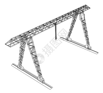 龙门吊 线框 矢量 EPS10 格式力量货运白色铁轨金属建造裁剪蓝图植物生长图片