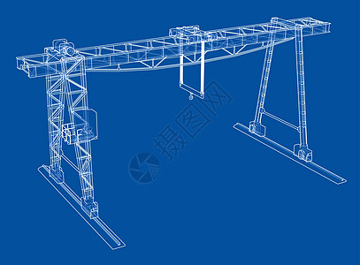 龙门吊 线框 矢量 EPS10 格式绘画力量工业植物金属绳索工程龙门架工厂建造图片