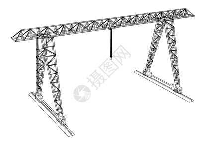龙门吊 线框 矢量 EPS10 格式绳索工业运输铁轨植物蓝图作坊工程货运草图图片
