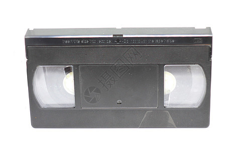 以白色背景特写视频盒 古老 录音音频和图像编辑倒带数据塑料视频记录电视录像机录像带磁带图片