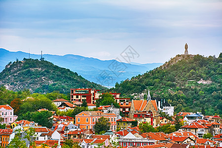 Plovdiv 视图全景旅游房子山脊建筑景观居住区建筑学旅行山脉图片