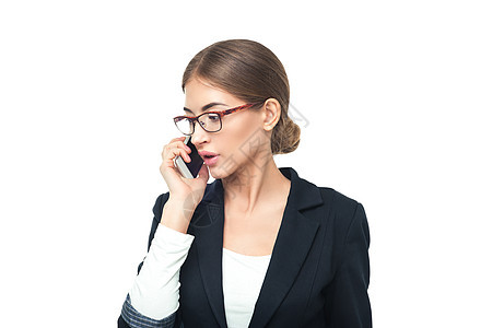 商业妇女通过电话交谈工作人士管理人员成人工人白色秘书女士公司女性图片