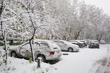 冬季停车场雪雪覆盖汽车图片