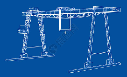 龙门吊 线框 矢量 EPS10 格式草图裁剪铁轨蓝图白色建筑师龙门架生长绘画运输图片