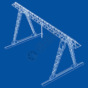 龙门吊 线框 矢量 EPS10 格式技术金属裁剪白色工业草图蓝图货运建筑师生长图片