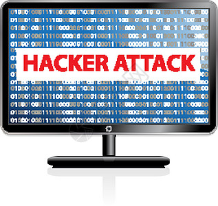计算机黑客系统图标 使用二进制代码和黑客攻击进行监控 孤立在白色背景上 矢量图插图电子邮件数据骇客网络屏幕警报安全隐私骗局图片