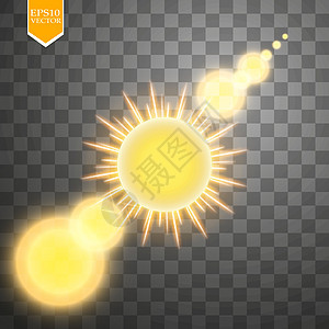 透明背景上的抽象金太阳和能量环 苏射线螺旋戒指插图金子力量活力行星星星光束图片