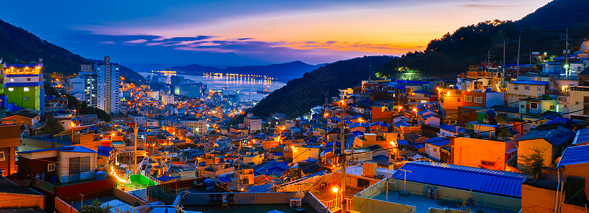 Gamcheon 文化村建筑物城市日落建筑景观旅行食物购物文化村庄图片