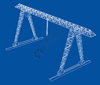 龙门吊 线框 矢量 EPS10 格式技术铁轨黑色草图裁剪龙门架蓝图绘画白色金属图片