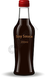玻璃瓶装酱油 3d 逼真的风格 亚洲美食 孤立在白色背景上 您的产品设计的模型 矢量图插图空白筷子寿司食物香料黑色瓶子文化棕色图片