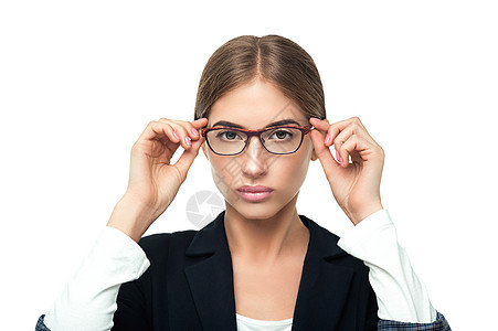 戴眼镜的女商务人士眼睛女性白色女孩套装公司成人商业黑色人士图片