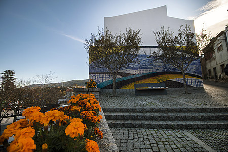 艺术作品黄色鹅卵石村庄白色古董历史房屋城市艺术品建筑学图片