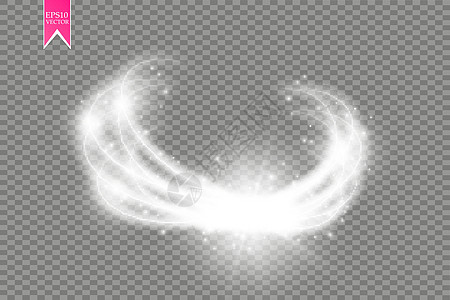以透明的后脑膜隔离的魔法圆圈 光线闪烁 矢量发光环带有颗粒旋转活力金子痕迹透明度漩涡魅力戒指火花辉光图片