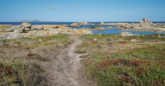 西班牙加利西亚奥格罗夫海景日光旅行海岸线目的地环境风景生物岩石全景图片