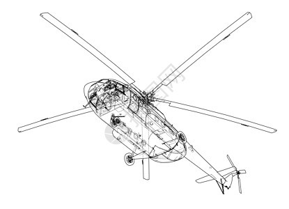 直升机工程图数字菜刀车辆工业运输螺旋桨蓝色绘画插图蓝图图片