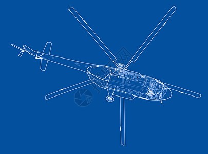 直升机工程图绘画打印艺术工业插图蓝图维修机器车辆飞机图片