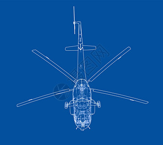 直升机工程图维修螺旋桨飞机打印技术航班机器数字绘画插图图片