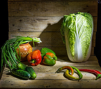 餐桌上蔬菜的死活食物沙拉收成农场香菜黄瓜茄子胡椒菜花饮食图片