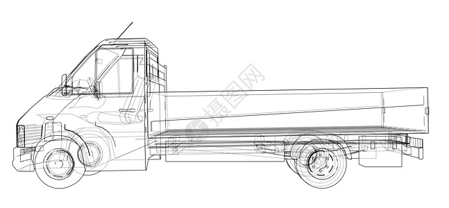 概念车 韦克托送货蓝图驾驶汽车运输货物草稿技术车辆数字化图片