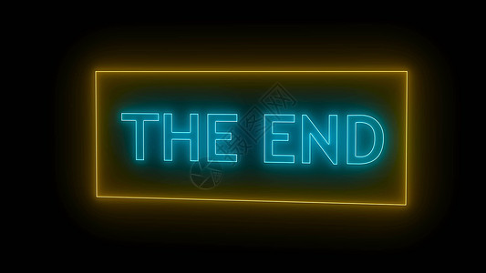THE END 登录 Neon Styl红色黑色插图辉光电影横幅艺术娱乐电视紫色图片