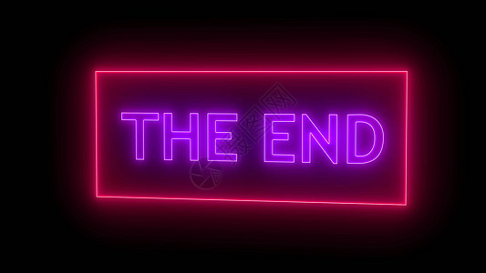 endTHE END 登录 Neon Styl电视黑色紫色娱乐红色横幅艺术电影插图辉光背景