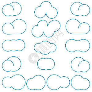云不同的形状简单的样式蓝色气候多云空气天空插图白色气象框架图片