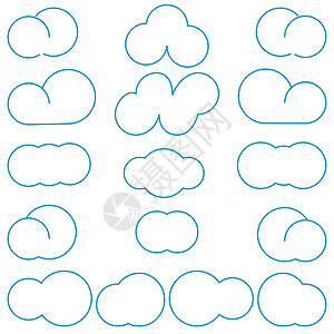 云不同的形状简单的样式蓝色气候多云空气天空插图白色气象框架背景图片